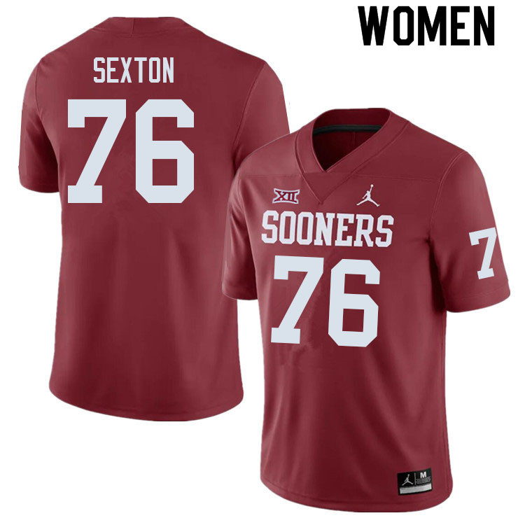 Women #76 Jacob Sexton Oklahoma Sooners College Football Jerseys Sale-Crimson